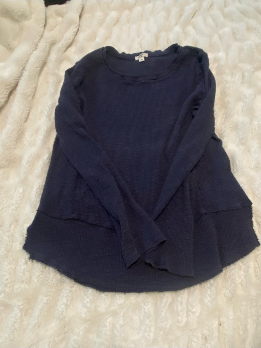 dylan Navy Waffle-Knit Long Sleeve Top